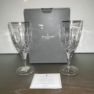 2 Waterford Lismore Trad Iced Beverage Glasses, Waterford Lismore Footed 8 1/2&quot; Iced Beverage, Vincent Rellis, Waterford 127924, New in Box