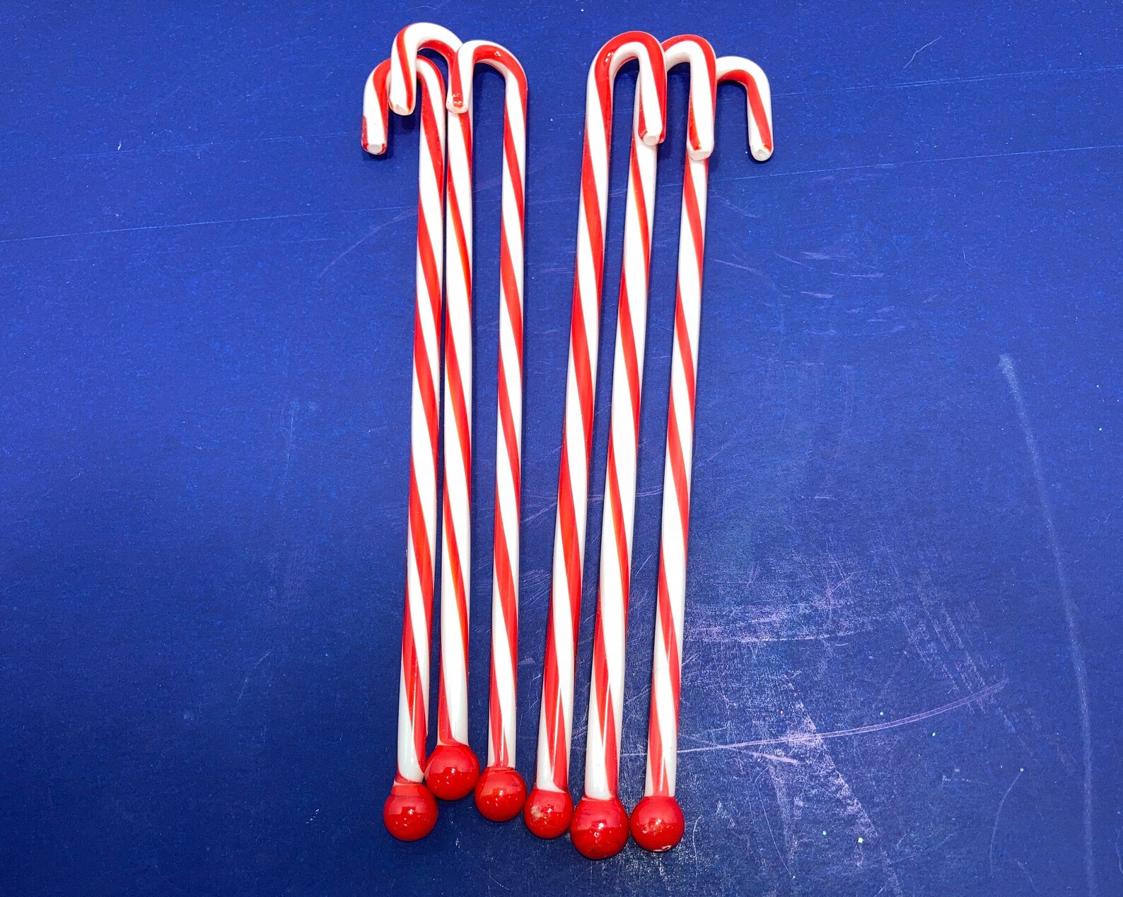 6 vintage glass christmas swizzle sticks glass candy cane bar Etsy
