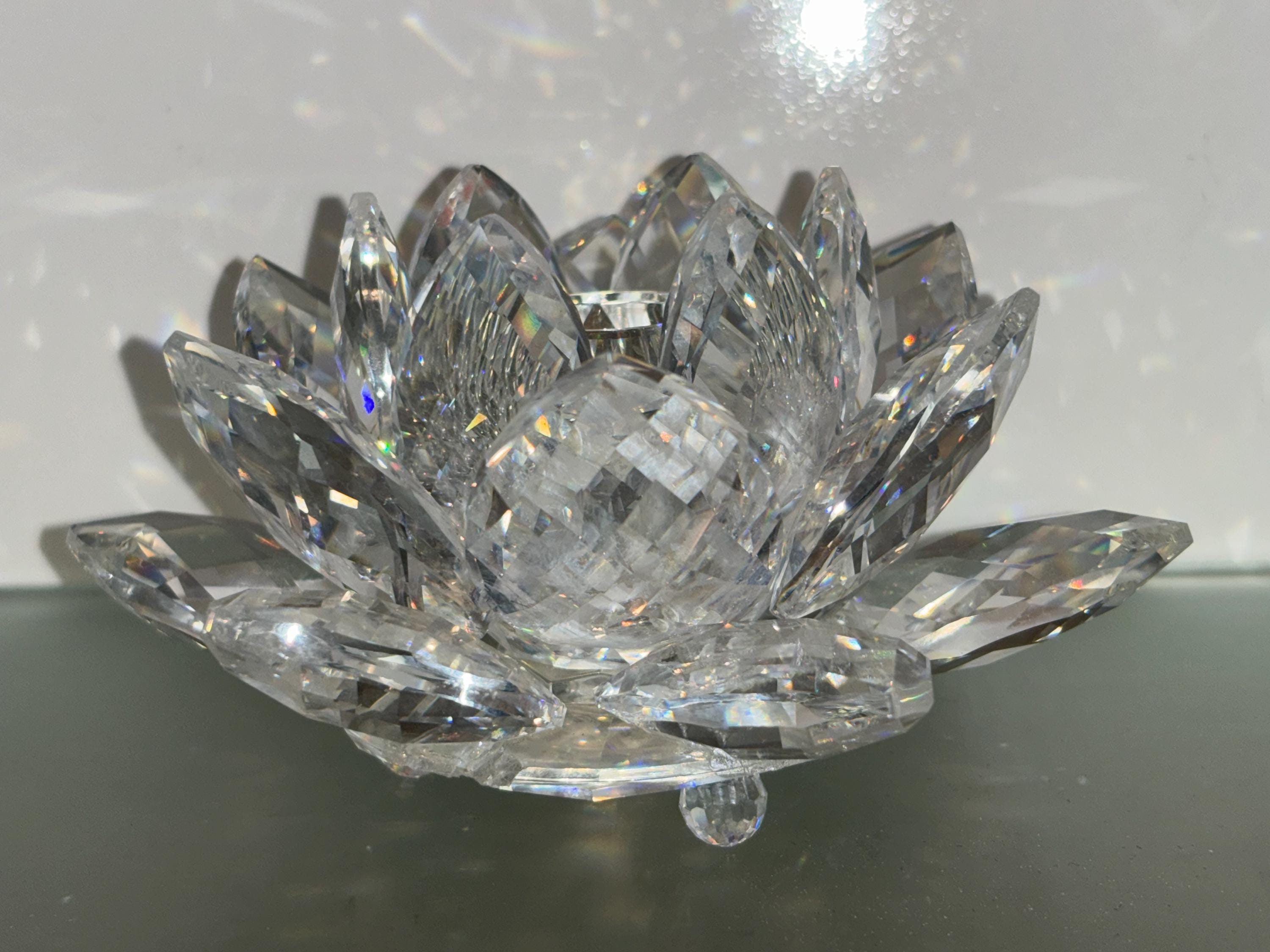 【美品】SWAROVSKI WATERLILYとCRYSTAL BASE Swarovski Waterlily Candleholder, large