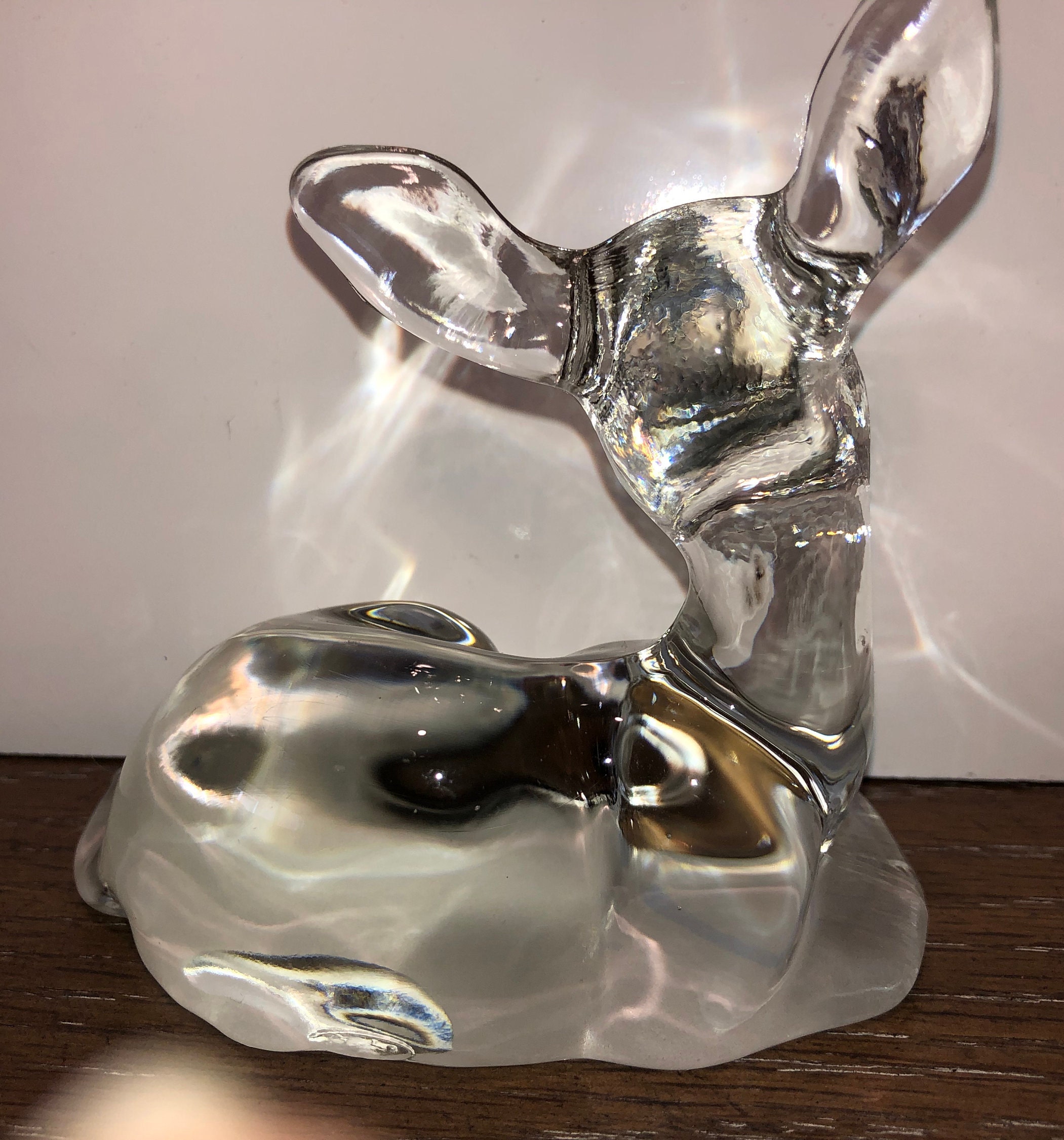 Fenton Clear Deer Figure Tail Vintage Signed Fenton Glass Etsy