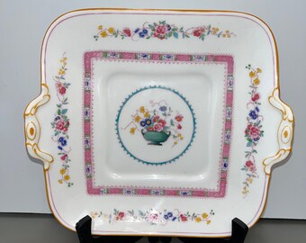 アンティーク ロイヤルドルトン ピンク 壷 ケーキ皿、英国製ボーン