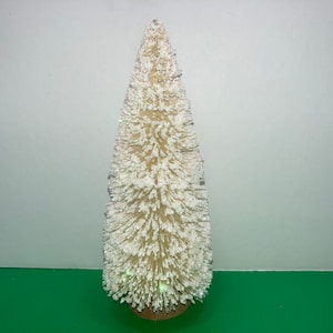Natural Bottle Brush Tree, White Flock Bottle Brush Tree, Flocked Christmas Bottle Brush Tree Iridescent Glitter, Vintage Christmas Decor