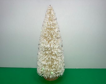 Sapin naturel pour goupillons, floqué blanc, sapin pour goupillons, sapin floqué, paillettes irisées, décoration de Noël vintage