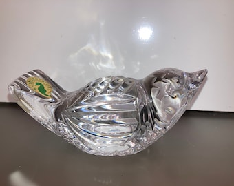 Waterford Bird Paperweight, Waterford Lead Crystal, Waterford Sparrow Bird Figure, Made in Ireland, Irish Crystal, Signed Waterford, Good