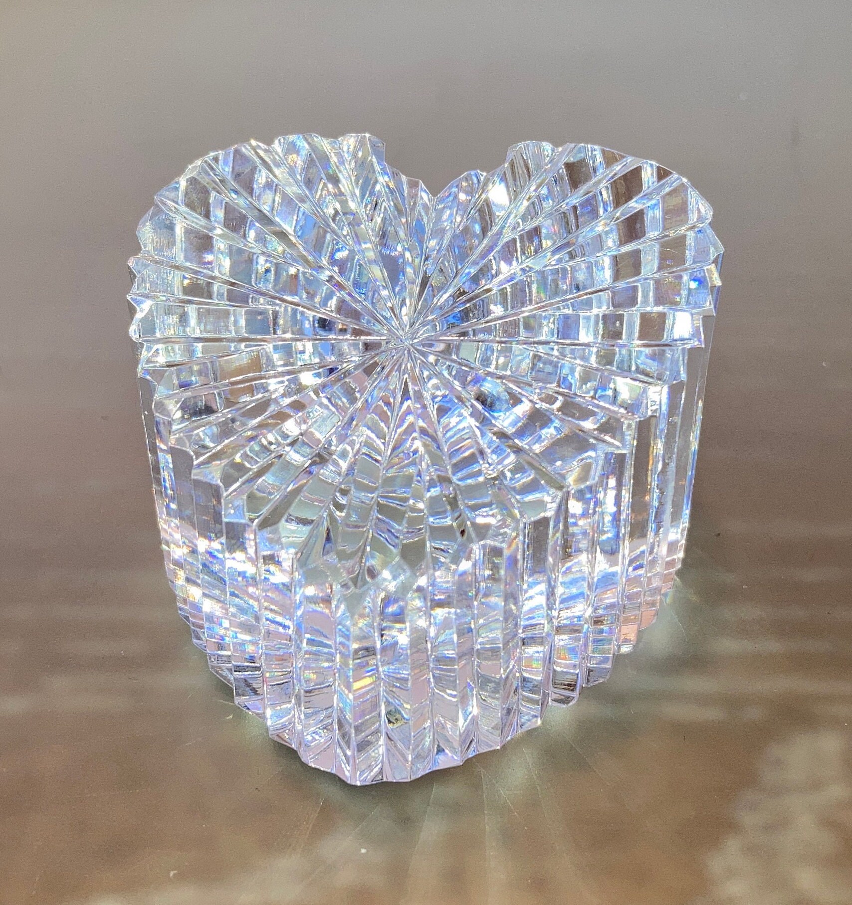 Crystal Graduated Heart, Vintage Heart Paperweight, Fluted Heart ...