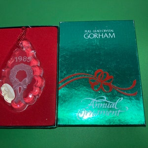 Gorham 1985 Wreath Ornament, Gorham Crystal Holiday Ornament, Vintage Gorham Crystal Wreath Ornament, Gorham Wreath, Ornament in the box