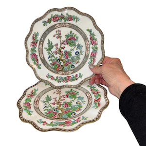 2 Vintage Coalport Indian Tree Luncheon Plate, Coalport Indian Tree Scalloped 8 3/4&quot; Plate, Coalport England Indian Tree Plate, SEE Photos