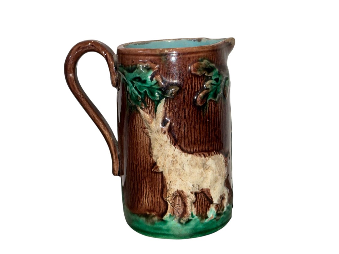 Antique Majolica Goat Pitcher, Brown Majolica Jug, 1800 Majolica ...