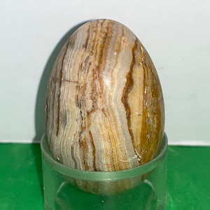 Polished Natural Marble Egg, Natural Ringed Egg, Natural Stone Ringed Beige Brown Egg, 2 1/4&quot; Stone Egg, Rust Polished Rock Egg