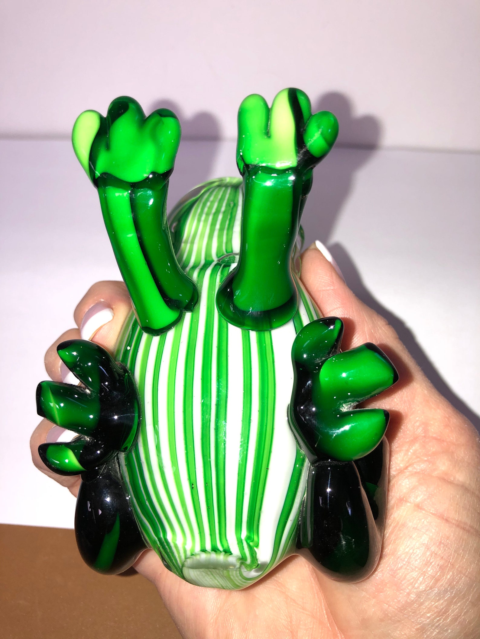 Vintage Murano Glass Frog Emerald Green Glass Striped Frog Etsy