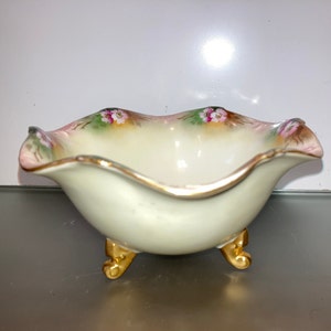Antique Royal Bayreuth Tri Footed Bowl, Royal Bayreuth Miller Roses Bowl, Royal Bayreuth Scalloped Bowl, Royal Bayreuth 5 1/2&quot; Pink Flowers