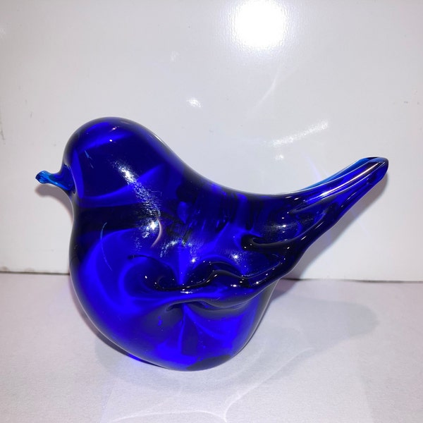 Vintage Cobalt Glass Bird, Sweden Cobalt Blue Glass Bird, Sweden Cobalt Bird Figure, Sweden Blue bird figure, Mint