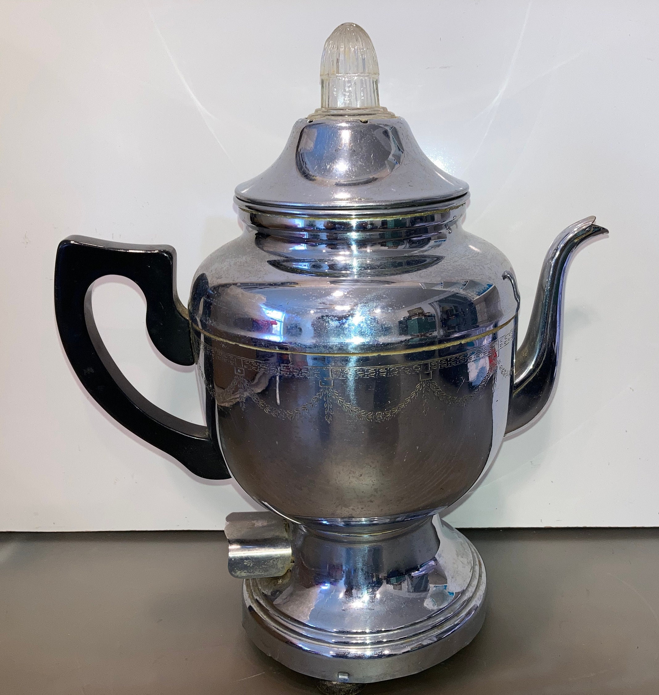 Farberware Chrome Percolator Coffee Pot Set, Faberware Chrome Plated Electric  Coffee Pot, Farberware Coffee Pot With Cord and Insides, Good 