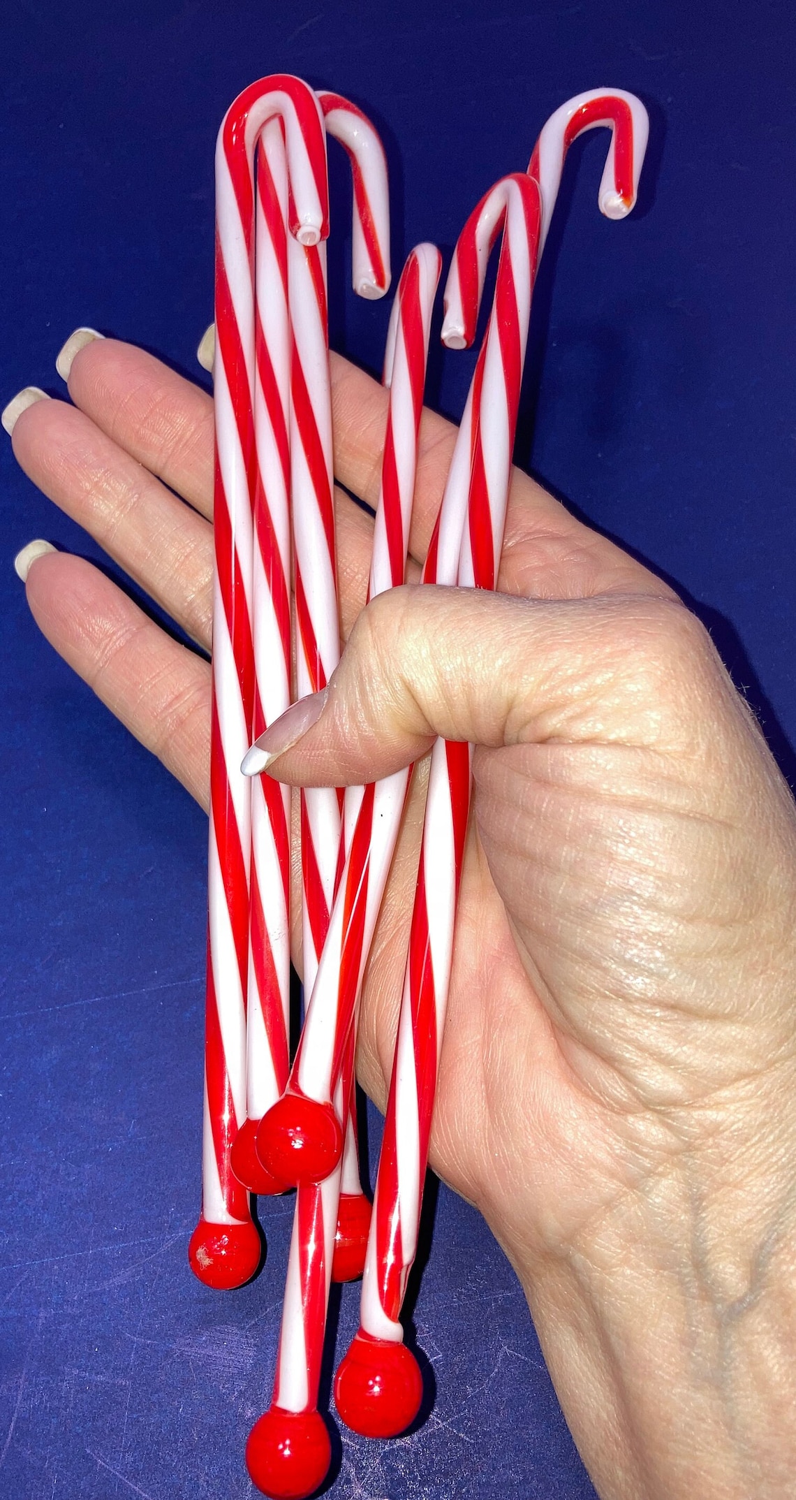 6 vintage glass christmas swizzle sticks glass candy cane bar Etsy