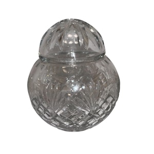 Vintage Crystal Vanity Jar, Vintage Diamond Spray Lidded Jar, 5 1/4&quot; Vanity Dresser Jar, Powder Jar, Crystal Ginger Jar, Mint