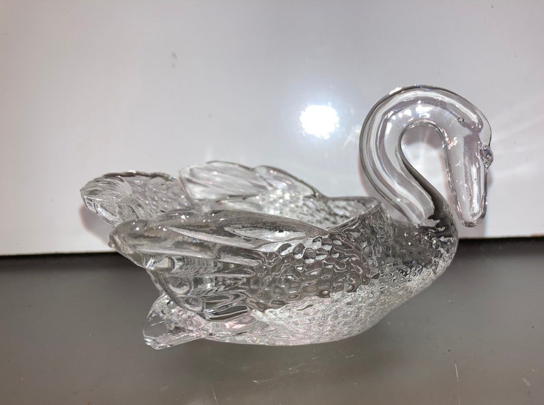 Fenton Clear Glass Swan Art Glass Swan Swan Nut Dish Swan Etsy