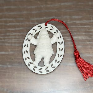 Vintage Lenox Porcelain Santa Christmas Ornament, Collectible Lenox Pierced Santa Ornament, Vintage Lenox Santa Claus Figure Ornament