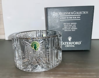 Waterford Millennium 5 Wishes Coaster, Waterford 5" Wide Millennium Coaster, Waterford 103008, Waterford Champagne Coaster, Mint in Box