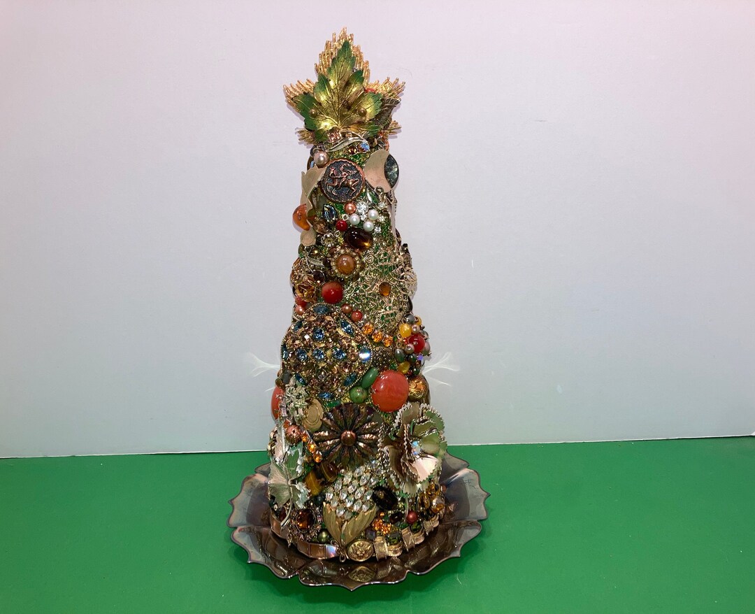 Vintage Fall Decor, Hand Made Vintage Jewelry Tree, Fall Harvest Decor