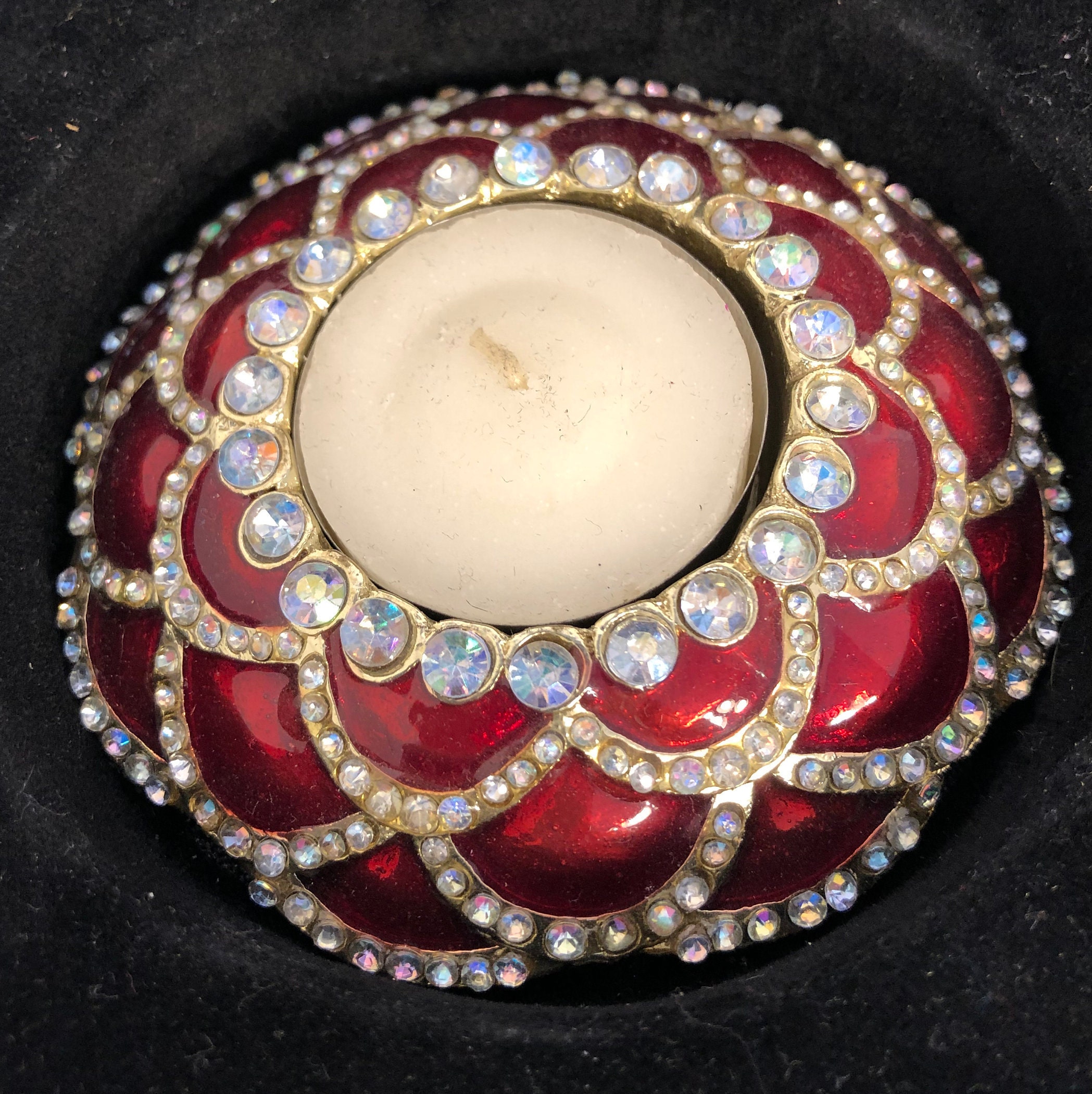 Set of 3 Rhinestone Candle Holders 3 Red Fancy Votive Candle Etsy