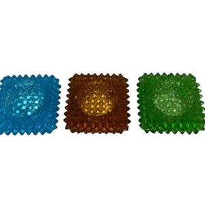3 Vintage Fenton Hob Knob Candle Holder, Green Glass Fenton Votive Candle Holder, Blue Hobnail Glass Candle Holder, Gold Hobnail Candle,READ