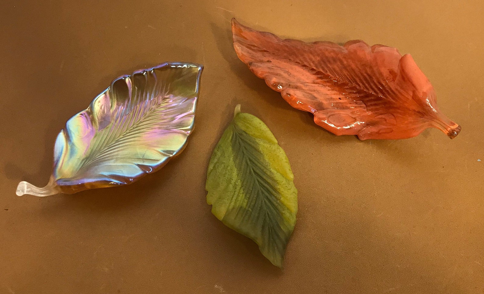 Set of 3 Art Glass Fall Leaves Signed Art Glass Leafs | Etsy