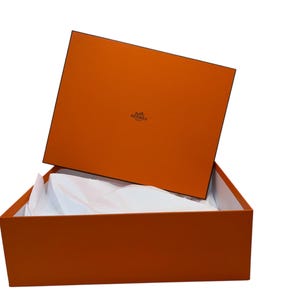 Hermes Gift Box, Empty Hermes Box with Tissue, Hermes Box 4 1/2&quot; tall x 14&quot; long x 11 1/2&quot; wide, Hermes Gift Box, Good
