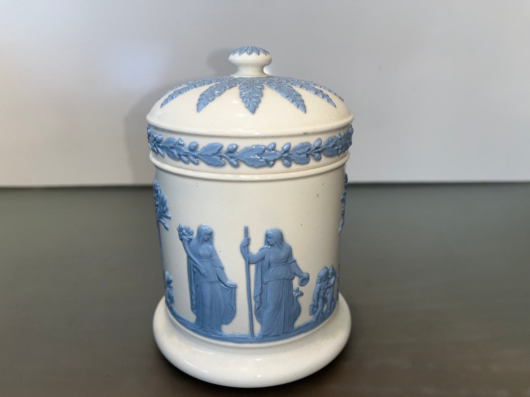 Vintage Wedgwood Queensware Tobacco Jar Wedgewood White Blue Etsy
