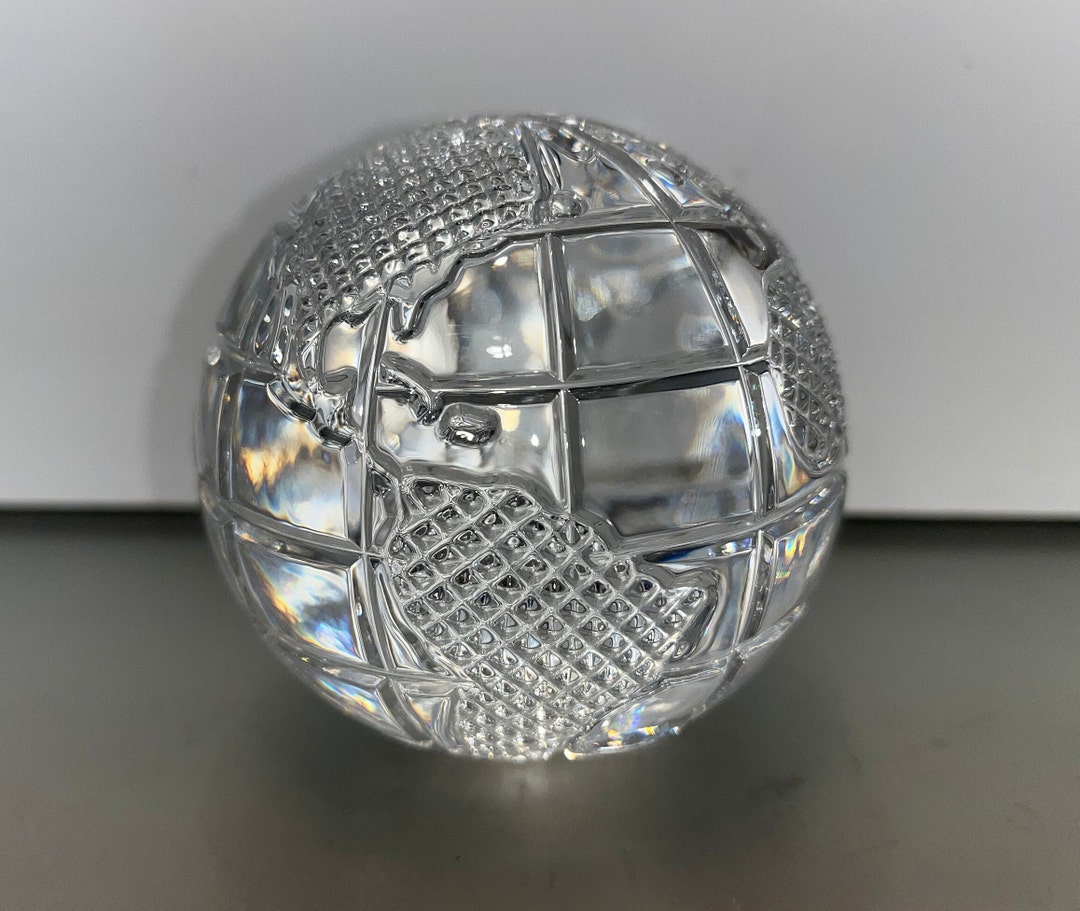 Waterford Crystal World Paperweight, Waterford World Desk Ornament