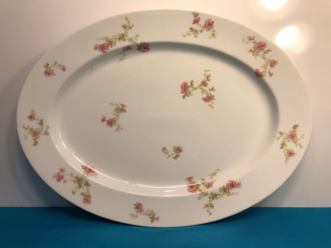 Vintage Haviland Limoges Pink Roses 16 Oval Platter Etsy