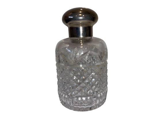 Waterford Crystal Lismore Vanity Bottle, Vintage Waterford Silver Lidded Crystal Perfume Bottle, Waterford Vanity Bottle with Stopper, Rare