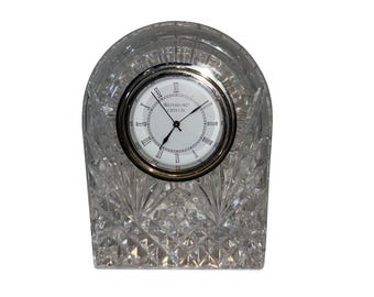 Vintage Waterford Crystal Mantle Uhr, signiert Waterford Irland 6 1/2 "Uhr, Waterford Mantle Uhr, Waterford Uhr, gut."