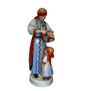 Vintage Zsolnay Mother and Child Figure, Zsolnay Hungary 12&quot; Figure, Hungarian Traditional Mother and Child Figure, Hungary Porcelain, Mint