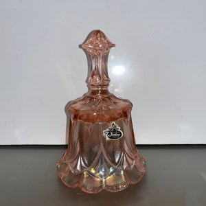Vintage Fenton Whitton Pink Bell, Ruffled Carnival Glass Pink Bell, Fenton Velva Rose Pink Bell, Fenton Collectible Bells, Mint