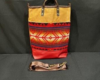 Handmade Waxed Canvas and Wool Computer Bag