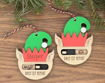 Naughty or Nice Personalized Daily Elf Report Christmas Ornament