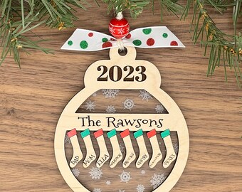 Personalized Family Stocking Christmas Ornament