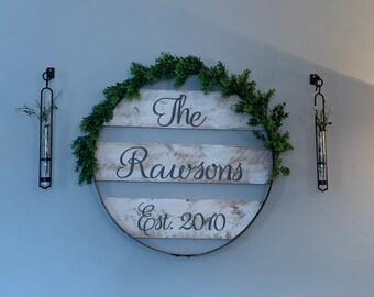 Personalized Whiskey Barrel Ring Wreath
