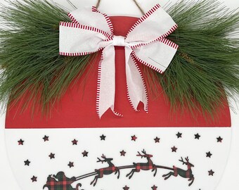 Santa's Sleigh Half & Half Door Hanger