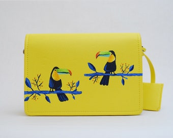 You Toucan Do It! Hand-Painted Yellow Crossbody Purse