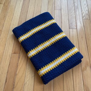 Navy & Gold Stroller Blanket - Handmade Crochet