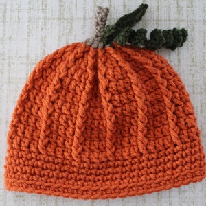 Crochet Pumpkin Hat - Infant to Adult Sizes - Ready to Ship - Fall Beanie