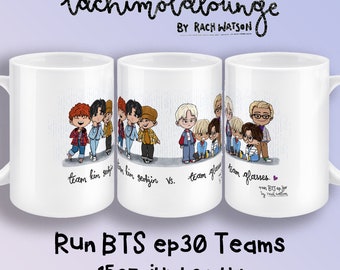 Run BTS Episode 30 Mug, Team Kim Seokjin vs Team Glasses, 15oz