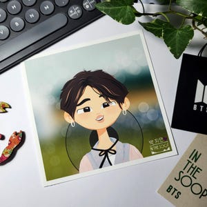 Impresión artística de BTS In The Soop Jimin, lindo retrato, ilustración de dibujos animados original del kpop Bangtan Sonyeondan