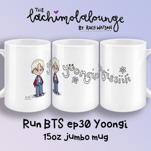 Yoongi Run BTS ep30 Becher, BTS-Fangeschenk, SUGA merch, weißer 15 Unzen Chibi Bangtan Jumbobecher