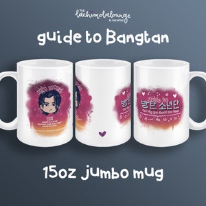 Taza gigante de 15 oz con la guía de Bangtan Yoongi, regalo para fans de BTS ARMY