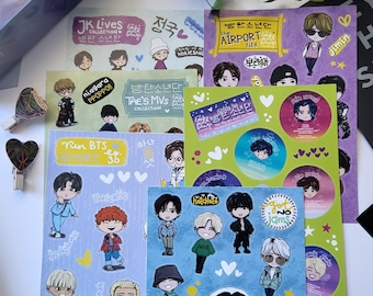 BTS chibi 6 sticker sheet BUNDLE, kpop journaling, bangtan stationery
