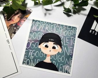 Never Let Go Jungkook art print, JK weverse live cartoon, BTS ARMY fan gift