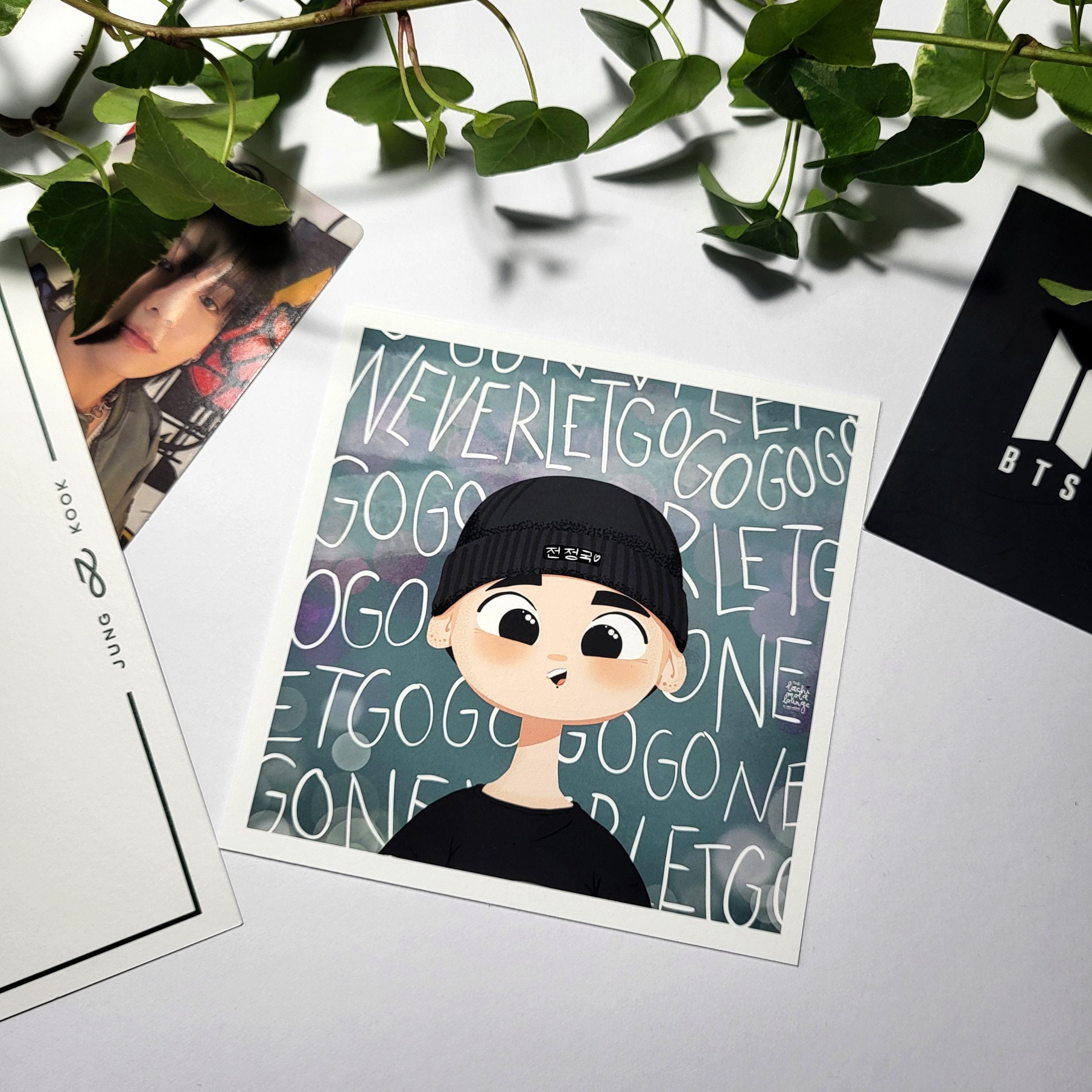 Never Let Go Jungkook Art Print, JK Weverse Live Cartoon, BTS ARMY