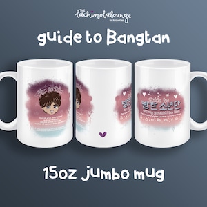 Taza gigante Jin de 15 oz con la guía de Bangtan, regalo de BTS ARMY